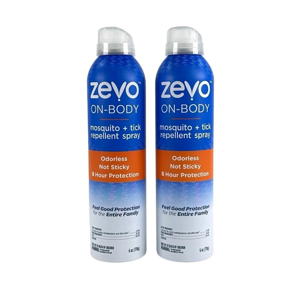 Zevo On-Body Mosquito Tick Repellent Spray Odorless 8 Hour Protection 6oz 2 Pack
